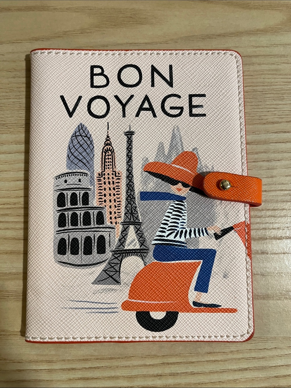 Rifle Paper Co. x Anthropology Bon Voyage Passport Cover Case Holder Orange Pink